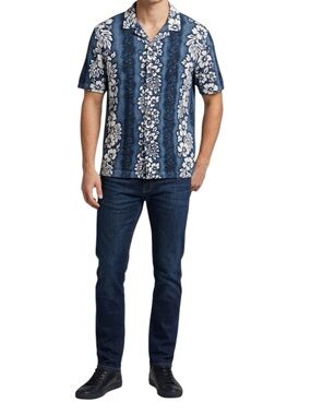 Royal Hawaiian Creations Blue & White Floral 100% Cotton Made in Hawaii Shirt XL